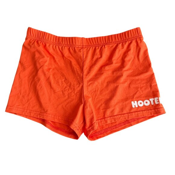 Hooters Womens Orange Logo Shorts Elastic Waistband - Picture 1 of 3